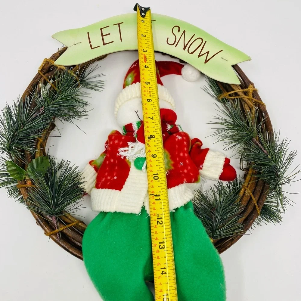 Festive Snowman Wreath with Let It Snow Sign